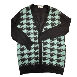 Philosophy Di Lorenzo Serafini Cardigan Womens Medium Black Mohair Houndstooth